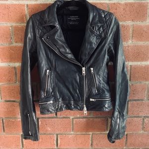 ALL SAINTS Quilted Leather Biker Moto Jacket (US4)